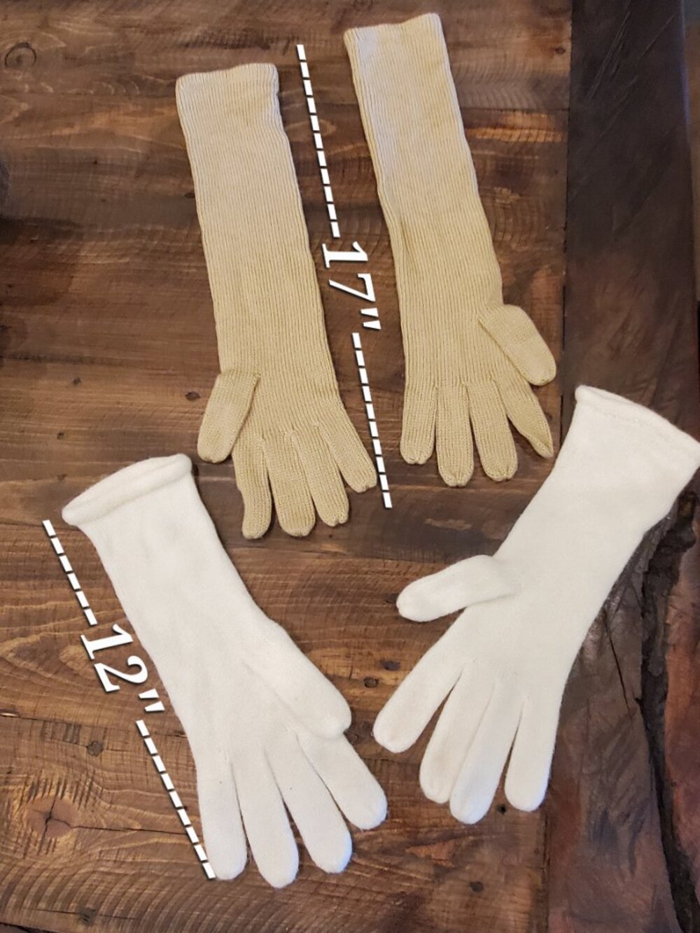 Preston & York + Merona Women's Long Knit Gloves Bundle | Beige & White - Picture 3 of 8